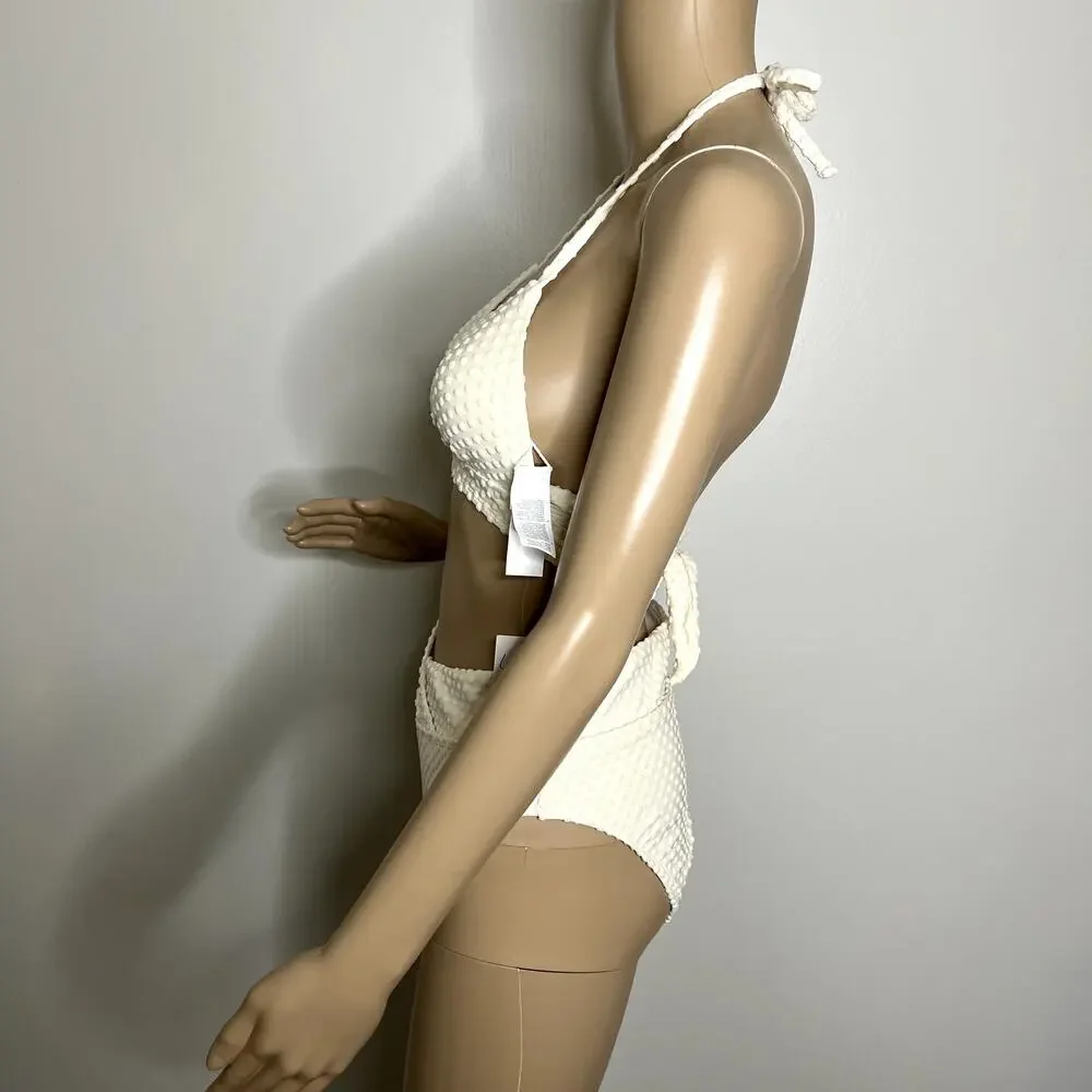 Cupshe Dot Textured High Waisted Bikini